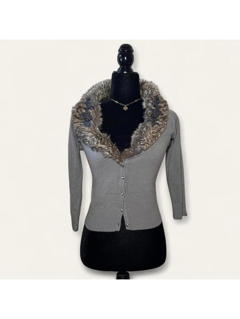 Heather B Grey Cardigan Y2K Lightweight Indie Size S